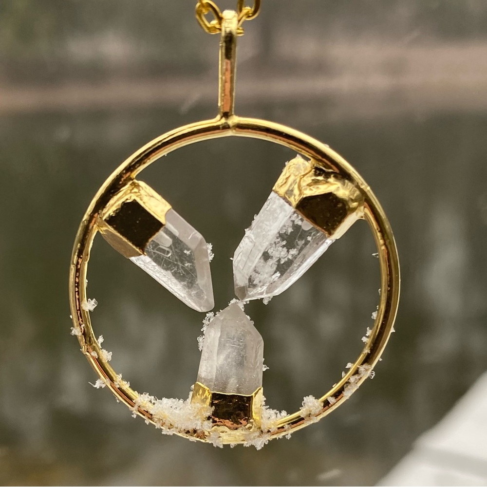 3 Point Trinity Clear Quartz Pendant Necklace